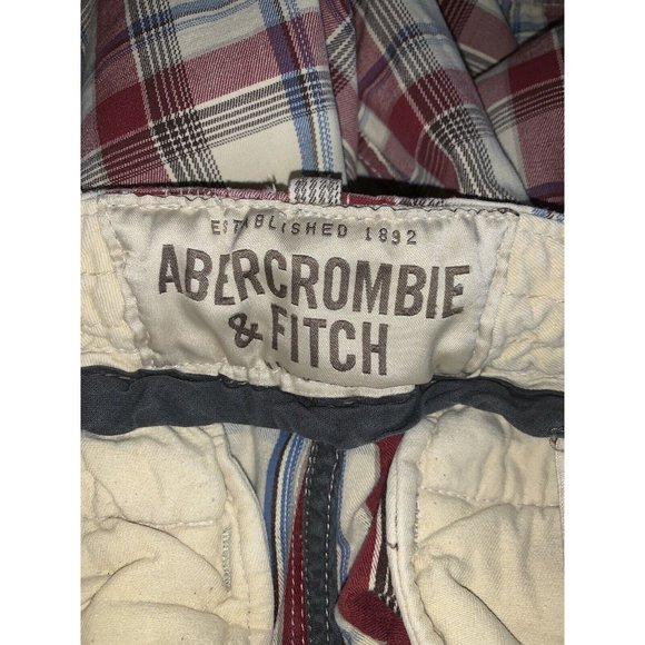 ABERCROMBIE & FITCH Plaid Shorts Sz 30 Button Fly Heavyweight Drawstring EUC - Picture 8 of 10